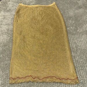 Prada Vintage 1998 Gold Midi Skirt